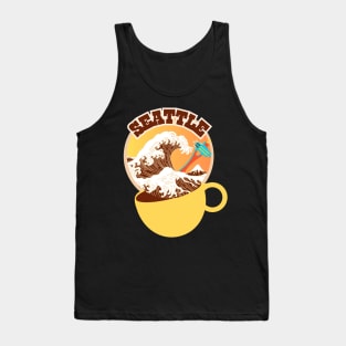 Seattle. Great Wave of Coffee in a Yellow Cup Tank Top